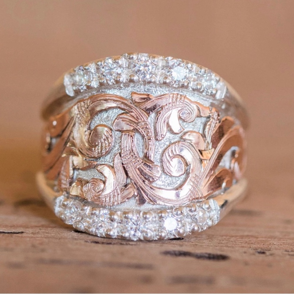 Chic & Stylish Silver & Bronze Duo-tone Ring Accessory Jewelry